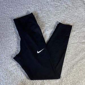 Nike Women's Black Leggings with White Swoosh